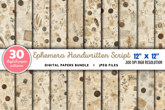 Download Ephemera Handwritten Script Wallpaper - Handwritten Collection