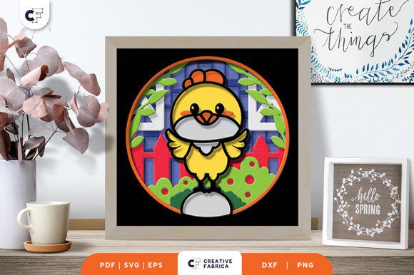 Download Cute Cartoonish Chick 3D Shadow Box - Cute Collection