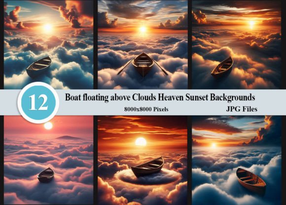 Download Boat Floating Above Clouds Heaven Sunset - Premium Resources