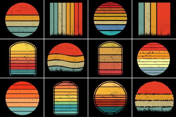 Download Vintage Retro Sunset T-Shirt Background - Premium Bundle