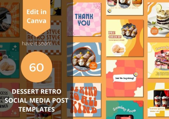 Download 60 Dessert Retro Social Media Templates - Premium Resources