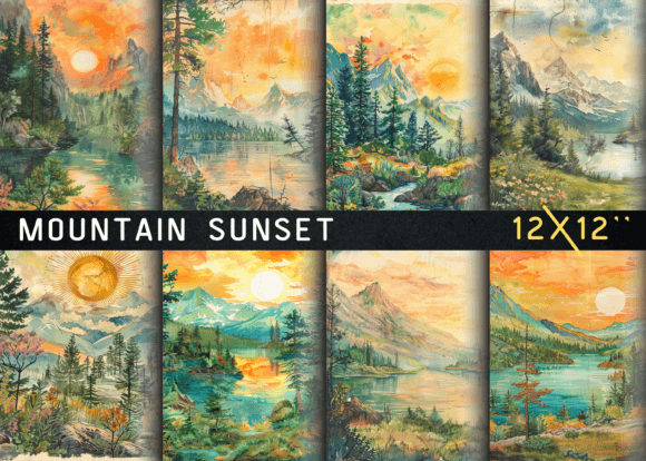 Download Mountain Sunset Junk Journal Page - Premium Bundle